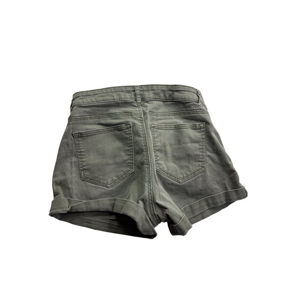 H&M Womens Denim Booty Shorts Size 2 Green Cuffed - Picture 2 of 3